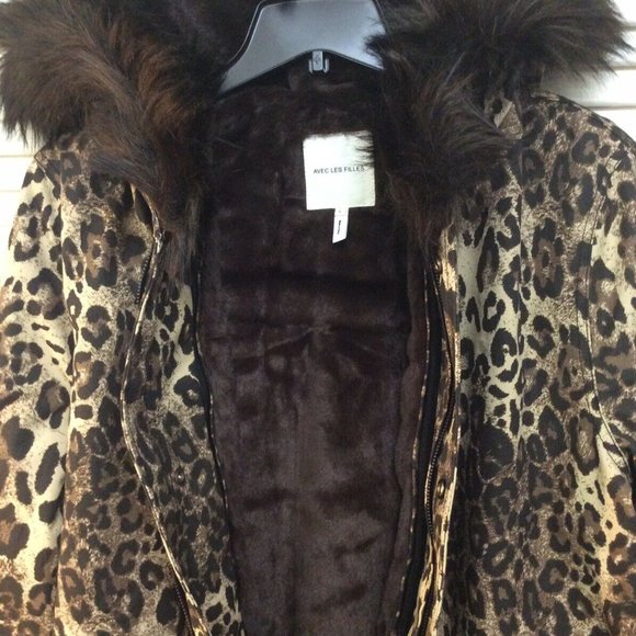 Avec Les Filles Faux Fur Lined 3-in-1 Leopard Coat